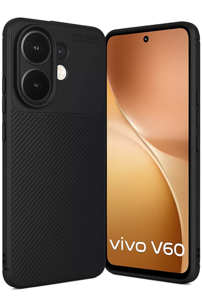 Vivo V60 5G Auto Focus Karbon Kapak - Siyah