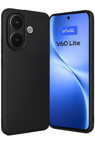 Vivo V60 Lite Auto Focus Karbon Kapak - Siyah