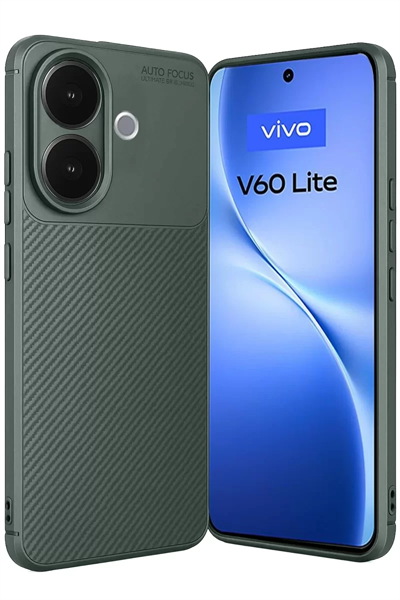 Vivo V60 Lite Auto Focus Karbon Kapak - Koyu Yeşil
