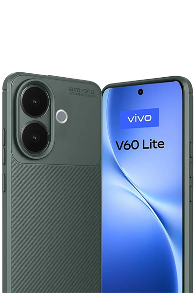 Vivo V60 Lite Auto Focus Karbon Kapak - Koyu Yeşil