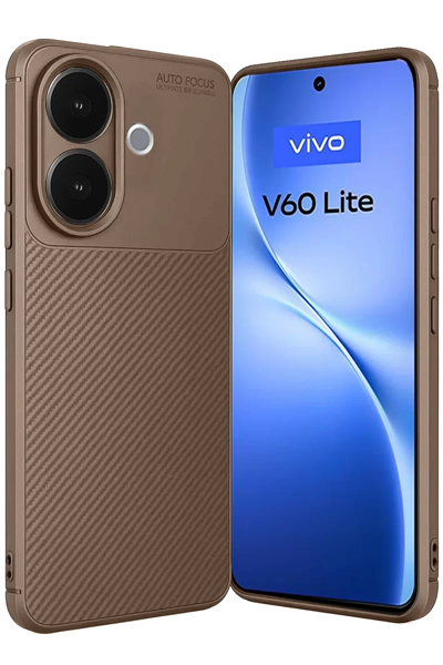 Vivo V60 Lite Auto Focus Karbon Kapak - Kahverengi