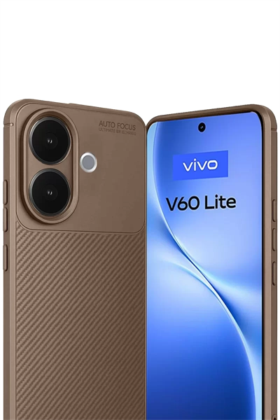 Vivo V60 Lite Auto Focus Karbon Kapak - Kahverengi