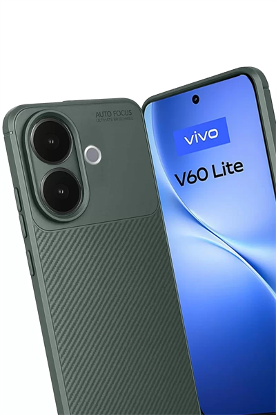 Vivo V60 Lite Auto Focus Karbon Kapak - Koyu Yeşil