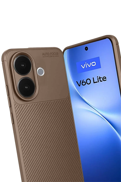 Vivo V60 Lite Auto Focus Karbon Kapak - Kahverengi