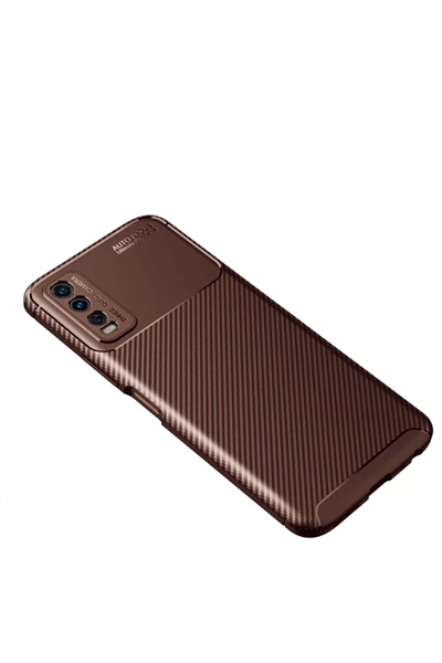 Vivo Y11S Kılıf Auto Focus Karbon Kapak - Kahverengi