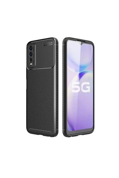 Vivo Y11S Kılıf Auto Focus Karbon Kapak - Siyah