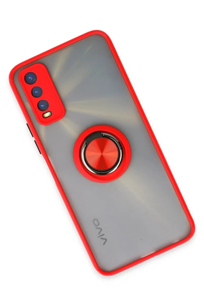 Vivo Y11S Kılıf Montreal Yüzüklü Silikon Kapak - Kırmızı