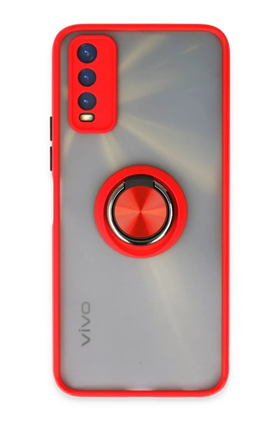 Vivo Y11S Kılıf Montreal Yüzüklü Silikon Kapak - Kırmızı