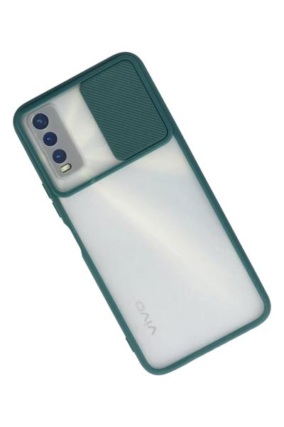 Vivo Y11S Kılıf Palm Buzlu Kamera Sürgülü Silikon - Yeşil