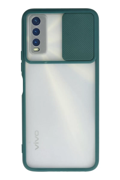 Vivo Y11S Kılıf Palm Buzlu Kamera Sürgülü Silikon - Yeşil