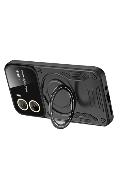 Vivo Y16 Kılıf Joy Lens Standlı Kapak - Siyah