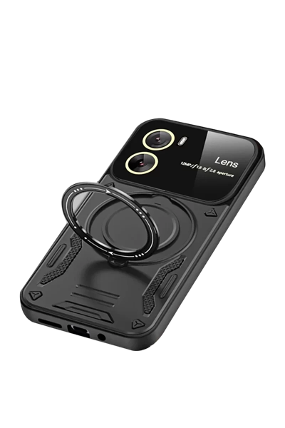Vivo Y16 Kılıf Joy Lens Standlı Kapak - Siyah