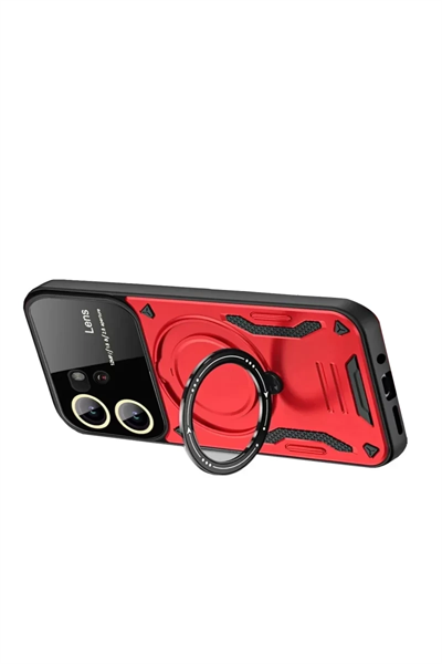Vivo Y16 Kılıf Joy Lens Standlı Kapak - Kırmızı