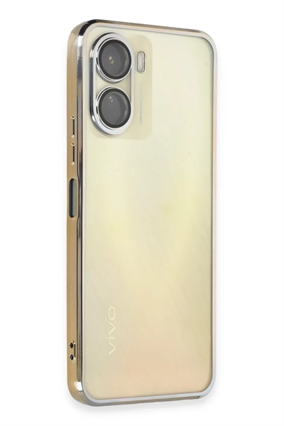 Vivo Y16 Kılıf Lensli Silikon - Gold