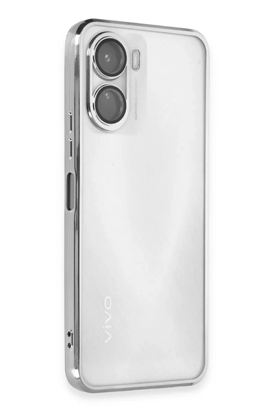 Vivo Y16 Kılıf Lensli Silikon - Gümüş