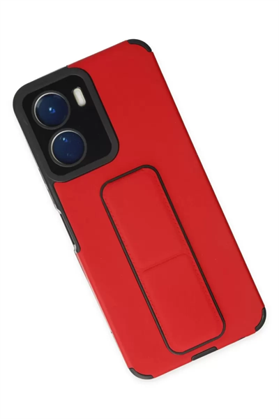 Vivo Y16 Kılıf Mega Standlı Silikon - Kırmızı