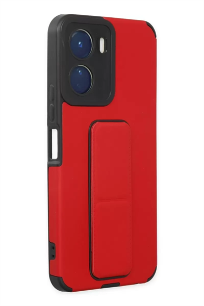 Vivo Y16 Kılıf Mega Standlı Silikon - Kırmızı