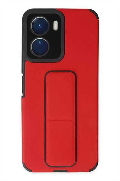 Vivo Y16 Kılıf Mega Standlı Silikon - Kırmızı