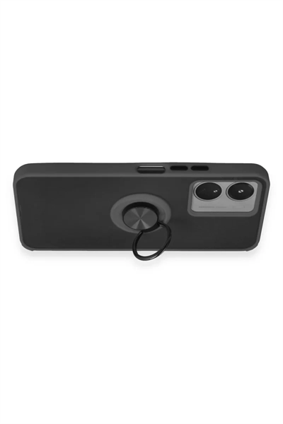 Vivo Y16 Kılıf Montreal Yüzüklü Silikon Kapak - Siyah