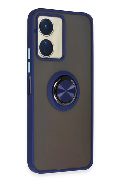 Vivo Y16 Kılıf Montreal Yüzüklü Silikon Kapak - Lacivert