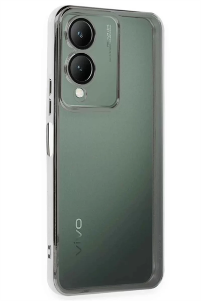 Vivo Y17S Kılıf Lensli Silikon - Gümüş