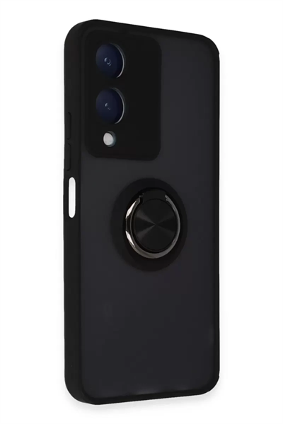 Vivo Y17S Kılıf Montreal Yüzüklü Silikon Kapak - Siyah