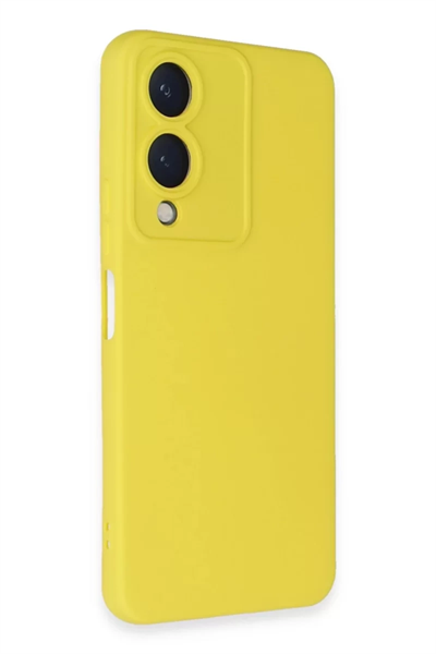 Vivo Y17S Kılıf Nano içi Kadife Silikon - Sarı