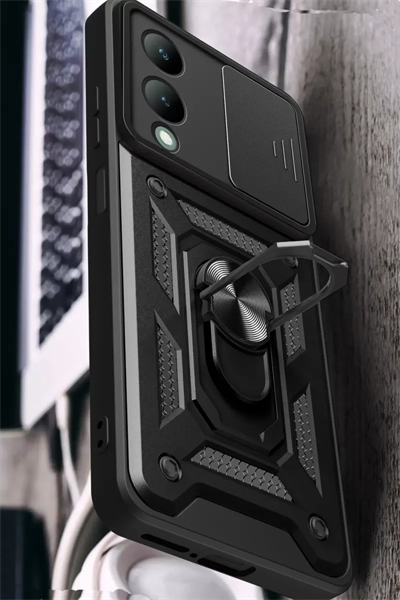 Vivo Y17S Kılıf Pars Lens Yüzüklü Silikon - Yeşil