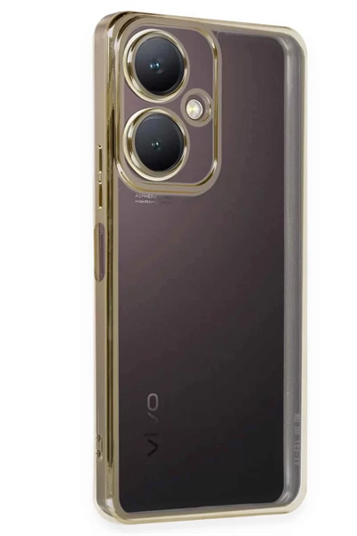 Vivo Y27 Kılıf Lensli Silikon - Gold
