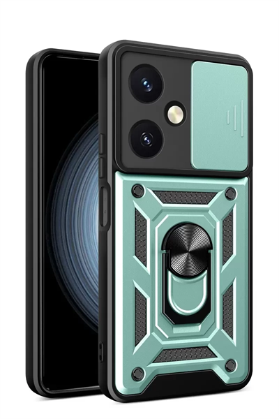 Vivo Y27 Kılıf Pars Lens Yüzüklü Silikon - Yeşil