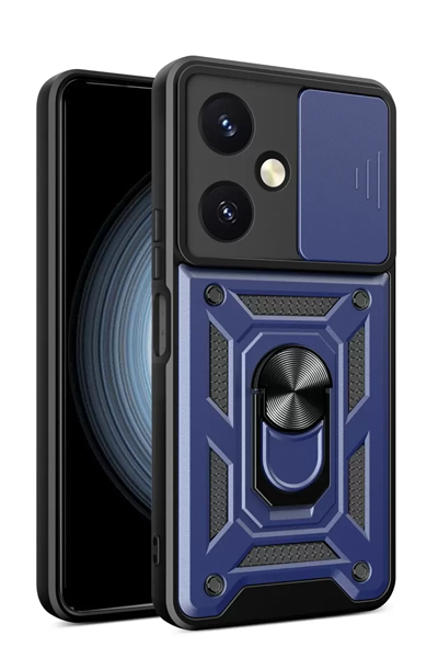Vivo Y27 Kılıf Pars Lens Yüzüklü Silikon - Lacivert