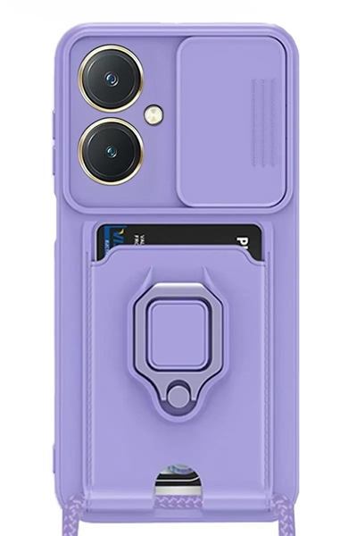 Vivo Y27 Kılıf Zuma Kartvizitli Yüzüklü Silikon - Lila
