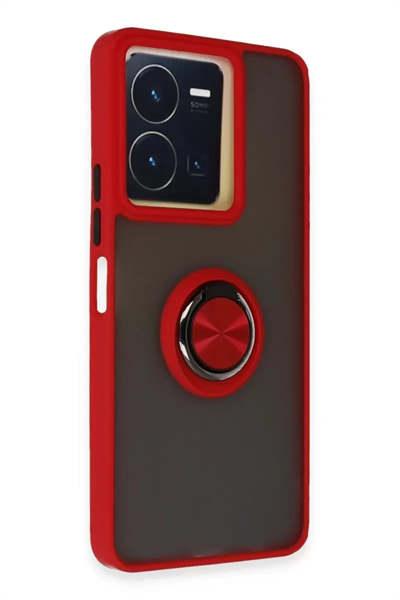 Vivo Y36 Kılıf Montreal Yüzüklü Silikon Kapak - Kırmızı