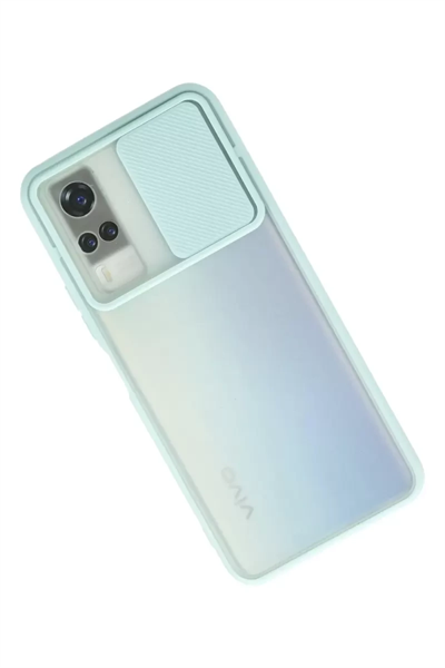Vivo Y53S Kılıf Palm Buzlu Kamera Sürgülü Silikon - Turkuaz