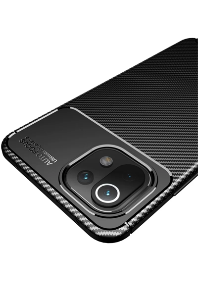 Xiaomi Mİ 11 Lite Kılıf Auto Focus Karbon Kapak - Kahverengi