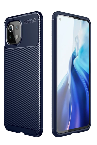Xiaomi Mİ 11 Lite Kılıf Auto Focus Karbon Kapak - Lacivert
