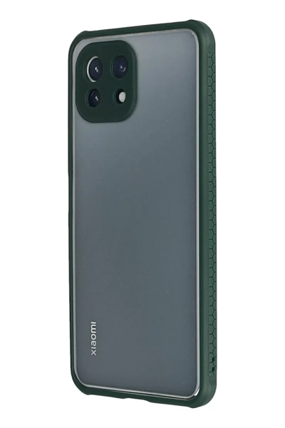 Xiaomi Mİ 11 Lite Kılıf Miami Şeffaf Silikon - Koyu Yeşil
