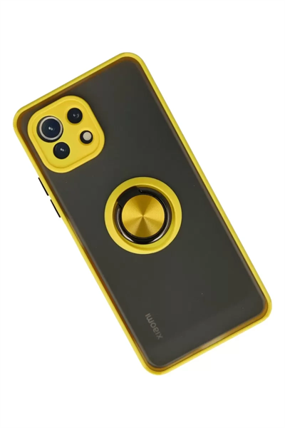 Xiaomi Mİ 11 Lite Kılıf Montreal Yüzüklü Silikon Kapak - Sarı