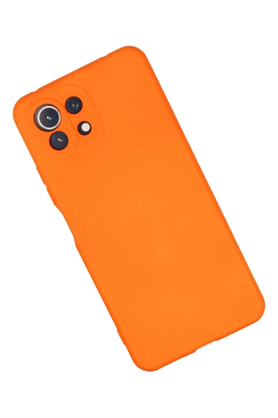 Xiaomi Mİ 11 Lite Kılıf Nano içi Kadife Silikon - Turuncu