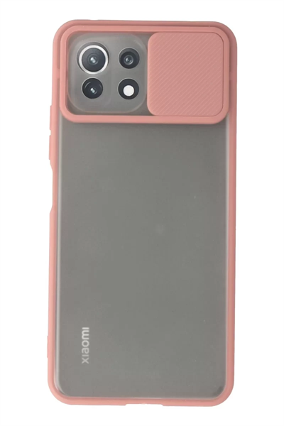 Xiaomi Mİ 11 Lite Kılıf Palm Buzlu Kamera Sürgülü Silikon - Pembe