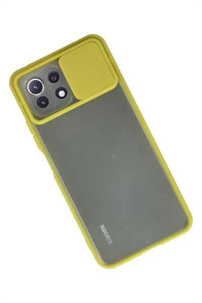 Xiaomi Mİ 11 Lite Kılıf Palm Buzlu Kamera Sürgülü Silikon - Sarı