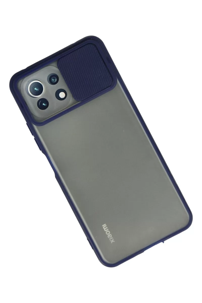 Xiaomi Mİ 11 Lite Kılıf Palm Buzlu Kamera Sürgülü Silikon - Lacivert