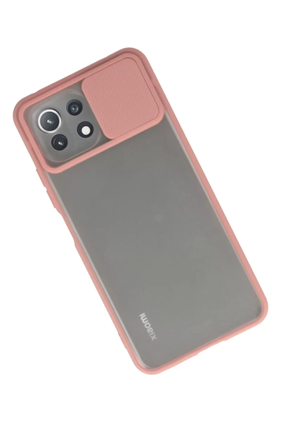 Xiaomi Mİ 11 Lite Kılıf Palm Buzlu Kamera Sürgülü Silikon - Pembe