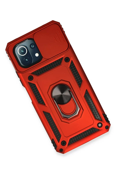 Xiaomi Mİ 11 Lite Kılıf Pars Lens Yüzüklü Silikon - Kırmızı