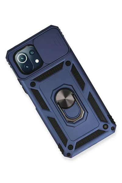 Xiaomi Mİ 11 Lite Kılıf Pars Lens Yüzüklü Silikon - Lacivert