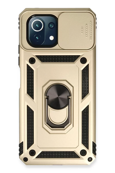 Xiaomi Mİ 11 Lite Kılıf Pars Lens Yüzüklü Silikon - Gold