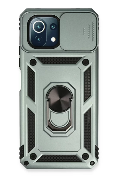 Xiaomi Mİ 11 Lite Kılıf Pars Lens Yüzüklü Silikon - Yeşil
