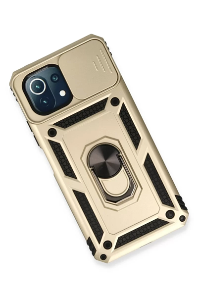 Xiaomi Mİ 11 Lite Kılıf Pars Lens Yüzüklü Silikon - Gold