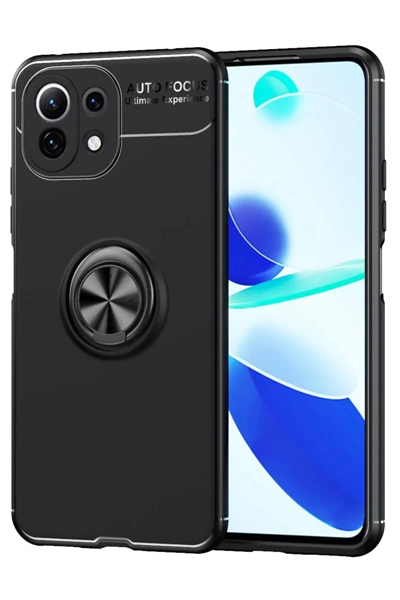 Xiaomi Mİ 11 Lite Kılıf Range Yüzüklü Silikon - Siyah