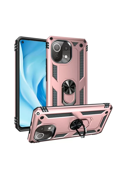Xiaomi Mİ 11 Lite Kılıf Sofya Yüzüklü Silikon Kapak - Rose